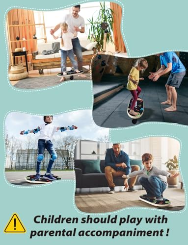 Sportneer Kids Balance Board, 4-Mode Adjustable Balance Trainer | Build for Kids, 4 Modes, Safe & Sturdy Wobble Board, Balance Trainer - color: Doodle Black