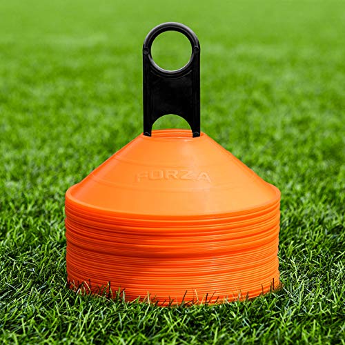 FORZA Multi-Sport Training Marker Cones | Pack of 50 or 1000 Soccer Cones in 8 Vibrant Colors - Durable Construction, Portability and Convenient Storage with Holder - color: Orange, size: Pack of 50