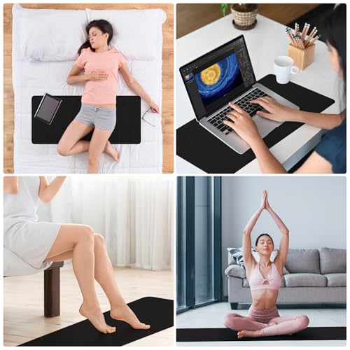 Grounding Mat for Bed, Grounding Pad Improves Sleep, relieves Stress, with Static grounding Cord and Test Pen (Black, (76.3 * 27 inch))