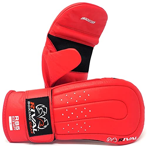 RIVAL Boxing RB5 Bag Mitt Gloves, Bare-Fist Punching Feel, Zero Resistance Training for Triggering Fast Twitch Muscles - color: Red, size: Small