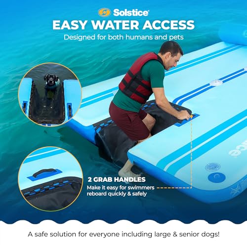 SOLSTICE Inflatable Pup Plank, Dog Water Ramp for Boats & Docks, Boost Step - size: Dock RISE (4-6 Person)