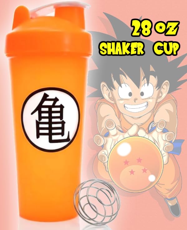 DBZ Kame Logo Shaker Cup - 28 Ounce Mixer Bottle for Protein & more - Dragon Goku Ball Z