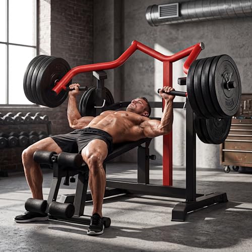 Chest Press Machine for Home Gym with Independent Arms, Plate Loaded | 1900LB Capacity • Adjustable Flat & Incline Bench • Olympic Plates • Independent Press Arms for Safe Strength Training