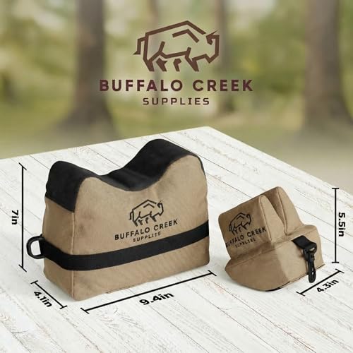 Buffalo Creek Supplies All Weather Durable Front and Rear Shooting Rest Bags, Rifle Rest Sand Bag for Bench Rest Shooting, Hunting, Target & Competitive Sports Shooting-Unfilled - color: Coyote Brown