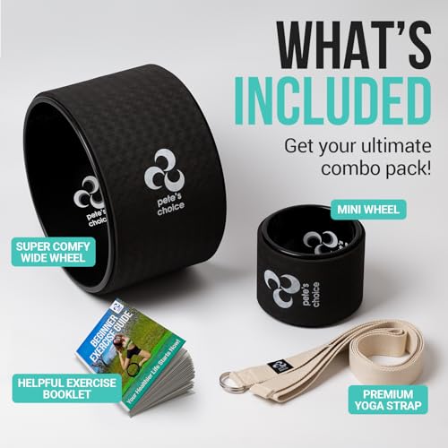 Extra Wide Yoga Wheel, Mini Yoga Wheel - Beginner Friendly Yoga Kit. More Comfortable, Stable and Safer Back Roller. Improve posture, better mobility. Ideal Home Exercise. Relieve Back Pain. - style: Wide + Small + Strap