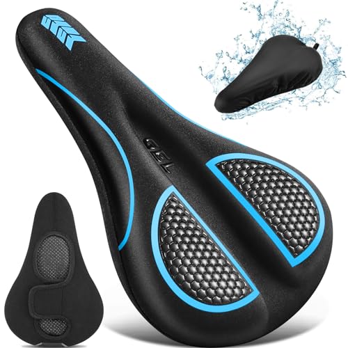 Bike Seat Cushion Gel Padded Bike Seat Cover Extra Soft Comfy for Men Women Comfort,with Peloton Stationary, Exercise, Mountain Bikes, Road & Electric - color: Blue