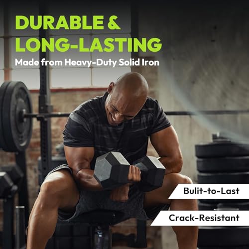 HANDBODE Rubber Coated Hex Dumbbell Set, 90-640 lb | Hand Weight for Strength Training, Hexagon Shape, Multiple Weight Options for Home Gym Strength Training - size: 105 lb Set (Pair of 15, 17.5, 20 lb)