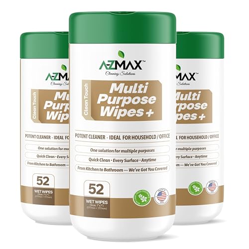 A-Z Max Multi Purpose Cleaning Wipes, Multi Surface Home Cleaner Wipes for Home, 7 x 7 Inch Thick Durable Streak Free Cloths, 156 Count - size: 1 Count (Pack of 156)