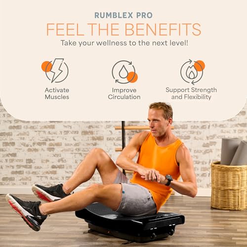 Lifepro Rumblex Plus/Pro 4D Vibration Plate Exercise Machine with 60 Speeds | 3 Motors, 7 Training Modes, Bluetooth Speaker, Wristband Remote — Vibration Plate for Lymphatic Drainage, Muscle Activation - color: Black, size: Large