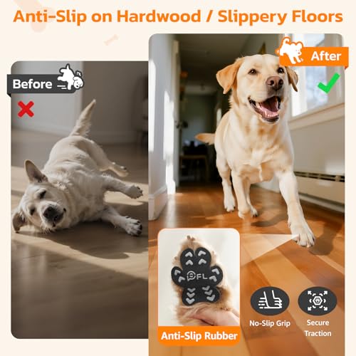 Anti Slip Dog Paw Protector Pads for Senior Dogs, Paw Pads for Dogs Traction, Disposable Self Adhesive Paw Grips for Old Dog on Slippery Hardwood Floor, Black 12 Sets (48pcs) XL(41-60lbs) - size: XL(41-60lbs)