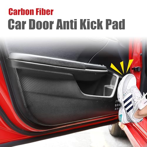 TOMALL Carbon Fiber Door Anti-Kick Pads Stickers, 4pcs Set for Honda Civic 10th (2016-2021) Waterproof Leather Protector Decorations, Easy Installation, Black