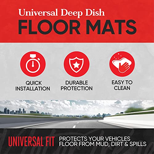Motor Trend 943-BW FlexTough Defender Car Floor Mats -Next Generation Deep Dish Heavy Duty Contour Liners for Car SUV Truck & Van-All Weather Protection, Trim to Fit Most Vehicles (Brown) - color: Brown, style: FlexTough NextGen