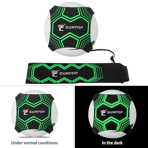 Surpop Soccer/Volleyball/Rugby Trainer, Football Kick Throw Solo Practice Training Aid Control Skills Adjustable Waist Belt for Kids Adults - color: glow