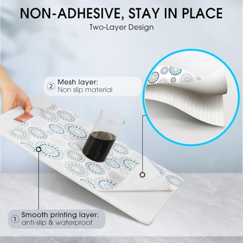 Drawer and Shelf Liner, Non-Slip Kitchen Cabinet Liners Non-Adhesive Thick Strong Grip Waterproof Washable Mats Protect Dresser Shelves Cupboard Bathroom Cabinets, Spiral, 12 in X 10 FT - color: Spiral, size: 11.8"W x 118"L