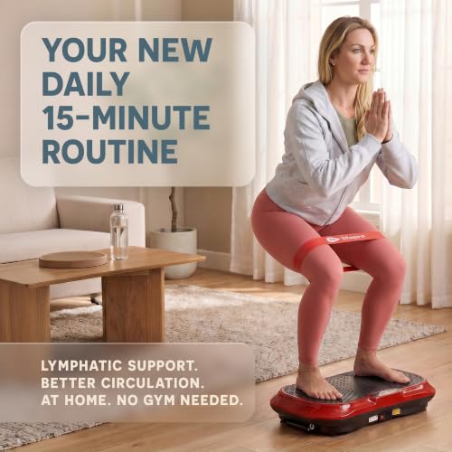 Lifepro Waver Vibration Plate Exercise Machine – High-Intensity Vibration Plate for Lymphatic Drainage – Full-Body Workout Vibrating Platform with Loop Bands – Fitness Equipment for Strength & Toning - color: Red