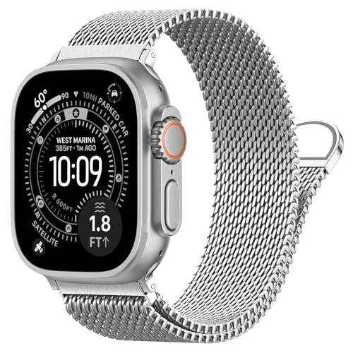 Milanese Loop Compatible with Apple Watch Band 40mm 41mm 42mm 38mm Men Women, Magnetic Buckle Strap Stainless Steel Mesh Metal Bands for iWatch Series 11 10 9 8 7 6 5 4 3 SE3/2/1 - color: 01-Silver, size: 38/40/41/42mm(s10/11)