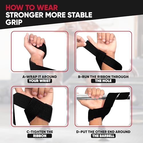 Lifting Straps for Weightlifting, Weightlifting Cotton Straps with Neoprene Padding for Men women Gym Wrist Straps for Bodybuilding powerlifting, Strength Training and Deadlifting - color: BLACK