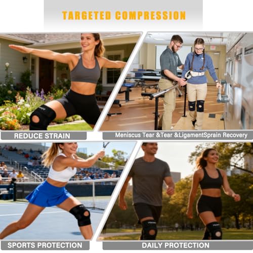 Knee Brace for Women and Men – Compression Knee Sleeve for Meniscus Tear, ACL, Arthritis Pain Relief, Knee Pain Support with Patella Pad for Fast Recovery & Optimal Support，tendonitis, running, squats, fitness, and sports injury rehabilitation . - size: X
