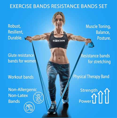 Resistance Bands Set. 3 or 5 Pack Non-Latex Physical Therapy, Professional Elastic Band. Perfect for Home Exercise, Workout, Strength Training, Yoga, Pilates, Rehab, Gym - color: Yellow/Red/Green