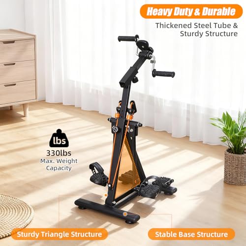 Arm and Leg Pedal Exerciser for Seniors - Seated Pedal Exerciser with Leg Swing Exercise, Arm Rope Pull Exercise&Foot Massage, Stroke Recovery Pedal Exercise Equipment for Elderly, with Digital Display