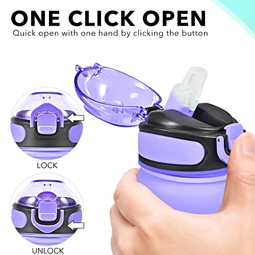 Enerbone 32 oz Drinking Water Bottle with Times to Drink and Straw, Motivational with Carrying Strap, Leakproof BPA & Toxic Free, Ensure You Drink Enough Water for Fitness Gym Outdoor - color: Light Purple Green