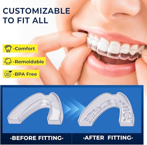 Mouth Guard for Grinding Teeth at Night: Mouth Guard for Sleeping - Comfortable & Reusable Night Guards for Teeth Grinding with Retainer Case (1.8 * 2.2 in) - size: 1.8*2.2 in
