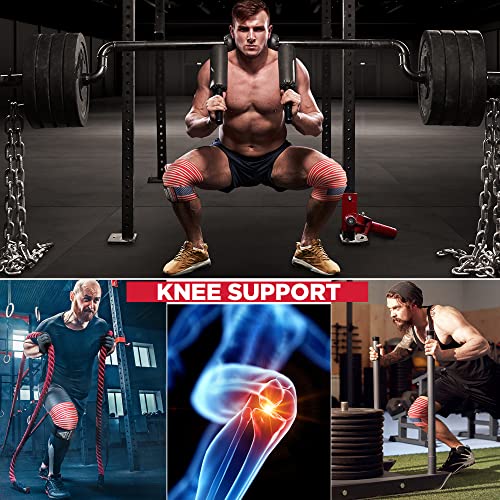 RDX Knee Wraps for Weightlifting, 78” Elasticated Straps Power Lifting Leg Press Support Gym Fitness Squats Workout Men Women - color: USA Flag