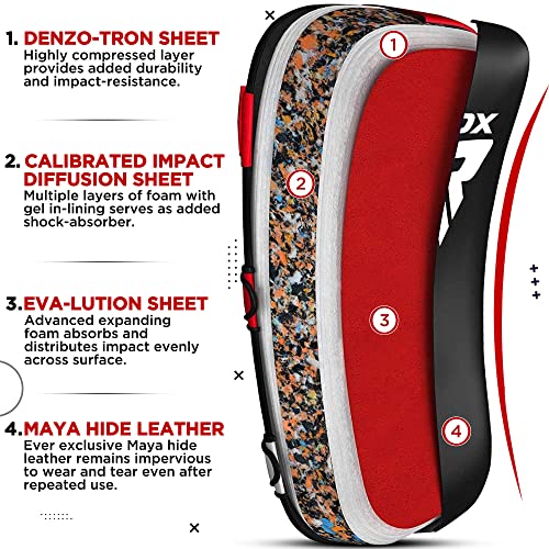 RDX Muay Thai Pad for Training, Curved Kickboxing Kicking Strike Shield, Coaching Kick Boxing, MMA, Martial Arts, Karate, Taekwondo, Punching, Foot, Knee and Elbow Target - color: Red
