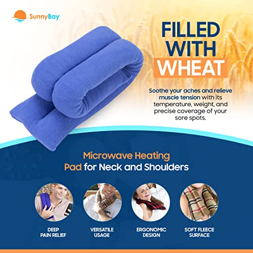 SunnyBay Microwave Heating Pad for Neck and Shoulders, Versatile Neck Heating Pad, 2.8 pounds 26 inches Long Microwavable Neck Wrap Warmer Pack, Hot Therapy to Relax Sore Muscles (Sky Blue) - color: Unscented - Sky Blue