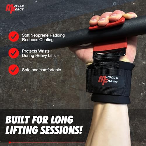 Weight Lifting Hooks for Men & Women - Heavy Duty Lifting Wrist Straps with Hook Grips for Weightlifting - Gym Grips for Weight Lifting, Pull Ups & Deadlift Support