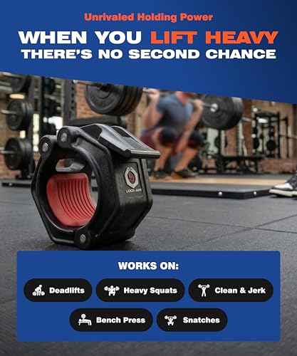 Lock-Jaw OLY 2 Barbell Collars Olympic Barbell Clamps 2 Pcs – Heavy Duty Bar Clamps for 2” & 50mm Olympic Bars – Secure Weight Bar Clamps for Strength Training & Home Gym Accessories – Quick Release - color: Black