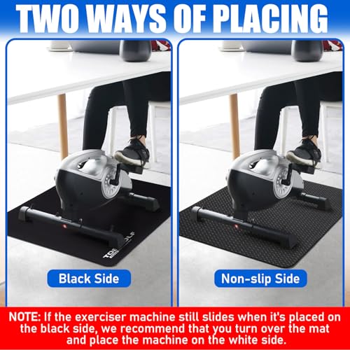 TOBWOLF Non-Slip Workout Mat for Ellipse Leg Exerciser, Ellipse Machine Mat, Exercise Mat for Under Desk Ellipticals, Suitable for Electric Seated Foot Pedal Exerciser, Stability & Floor Protection - color: Black