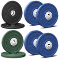 FEIERDUN Color Bumper Plate Set, 2-Inch Olympic Weight Plates, Low Bounce Rubber Barbell Plates with Stainless Steel Insert for Weightlifting, Strength Training, CrossFit & Home Gym, 10LB-370LB - style: P) 250LBS SET