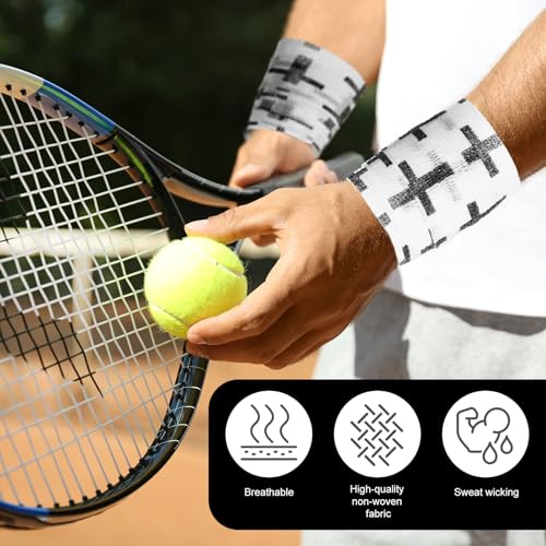 Geiserailie 12 Pack Christian Athletic Tapes 2 Inch x 5 Yards Self Adhesive Bandages Sports Wraps Breathable Elastic Wrap Non Woven Bandage for Wrist, Ankle, Baseball Football(White) - color: White, Black