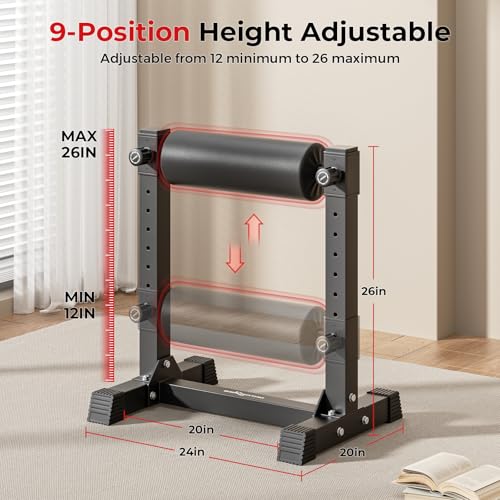 BODYRHYTHM Bulgarian Split Squat Stand, Single Leg Squat Roller Stand with 9 Adjustable Roller Heights for Squats, Leg Lunges, Lower Body Training. - color: Black