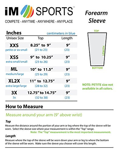 DROP SHOT Tennis Forearm Compression Sleeves + No Logos + U.S. Made - (single tennis forearm sleeve) - size: Medium-Large
