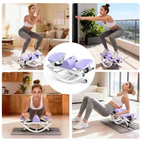 Rock Stepper, Side to Side Rocking Stepper Exercise Machine for Balance at Home, Low-Impact Lateral Stair Stepper with Resistance Bands & Digital Counter, 250 LBS Weight Capacity (Purple)