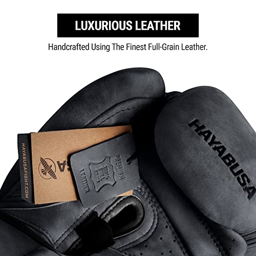 Hayabusa T3 LX Leather Boxing Gloves | Leather Boxing Gloves, Training Gloves Men and Women, Sparring Gloves, Heavy Bag Gloves, 16oz Boxing Gloves, Muay Thai Gloves - color: Obsidian, size: 14oz