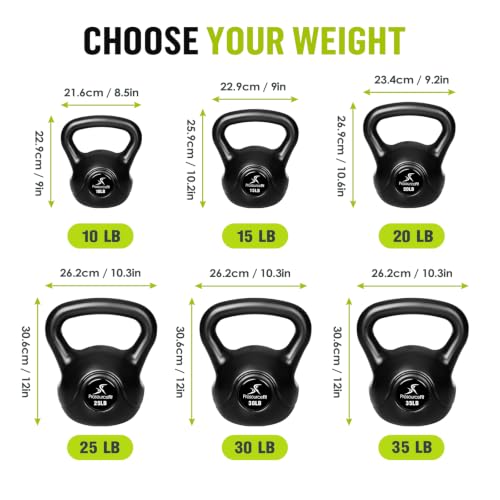 ProsourceFit Vinyl Plastic Kettlebell from 10, 15, 20, 25, 30 and 35 lbs - style: 15lb