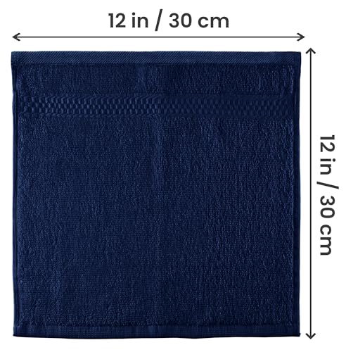 Utopia Towels 12 Pack Premium Wash Cloths Set, 12 by 12 Inches, 100% Cotton Ring Spun, Highly Absorbent and Soft Feel Essential Washcloths for Bathroom, Spa, Gym, and Face, Navy Blue - color: Navy, size: 12 Wash Cloths