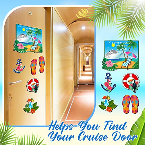 Kanayu 6 Pcs Tropical Cruise Door Decorations Magnetic Large Ship Decorations Magnets Anchor Cruise Decor Car Fridge Magnet Decal for Carnival Stateroom Door - style: Tropical