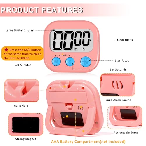 ZILLEEN Classroom Timer for Kids Teachers 2 Pack Digital Timers, Purple & Pink - color: Purple & Pink
