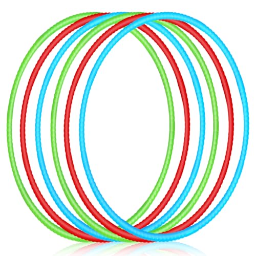 Sratte 6 Pcs Exercise Hoop Detachable Adjustable Plastic Hoops Snap Together Toy Ring Color Playground Toys for Girls and Boys Party Games, Sports, Exercise, Dog Training(28 Inch,Red,Green,Blue) - color: Red,green,blue, size: 28 Inch