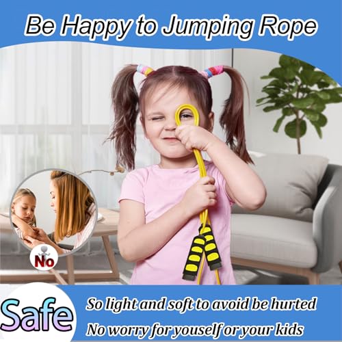 Jump Rope, Jump Ropes for Kids, 2 Pack Kids Jump Rope Lightweight &Adjustable &Durable jumping rope for Fitness-Speed Jump Rope for Women Men Youth, Foam Grips Handles for, Workout - color: Blue+Yellow