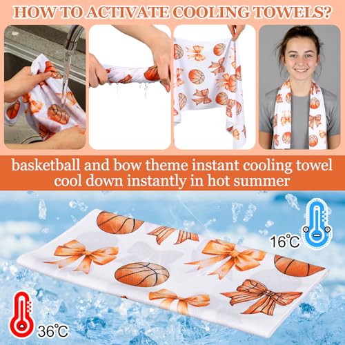 Moukeren 24 Pcs Cooling Towels 40"x12" Bulk Game Day Sports Ice Towel Quick Dry Breathable Party Favors for Team Coach Gift - style: Basketball
