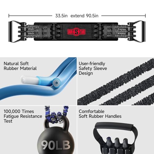 Innstar Multi-Function Resistance Bands for Working Out, Push Up Exercise Bands Resistance Bands Set for Bench Press Gym Equipment, Home Workout, Travel Portabl - color: Black 198LBS