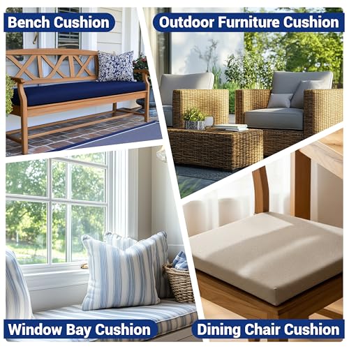 ColourTree Custom High-Density Foam (2'' Thickness), Firm-to-Medium for Bench Cushions, Dining Seats, Pet Mats, Window Seating & DIY Projects - size: 2 Inch Thick