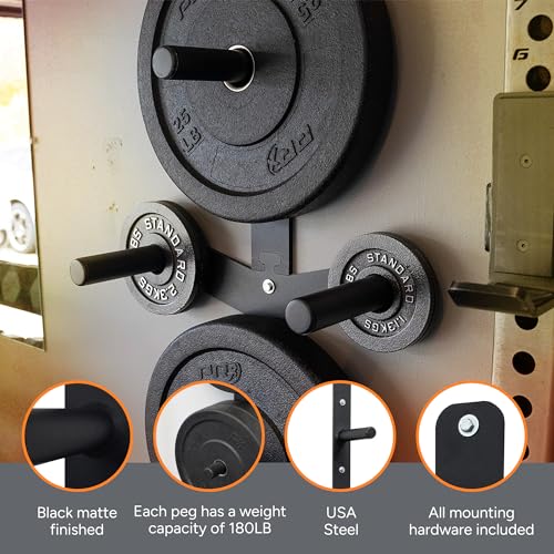 PRx Performance Profile Weight Plate Storage 3-Peg or 4-Peg Wall-Mounted Vertical Bumper weight plate Holder garage Workouts, home or commercial gym 2-Inch Barbell Plates - size: 4-Peg Storage