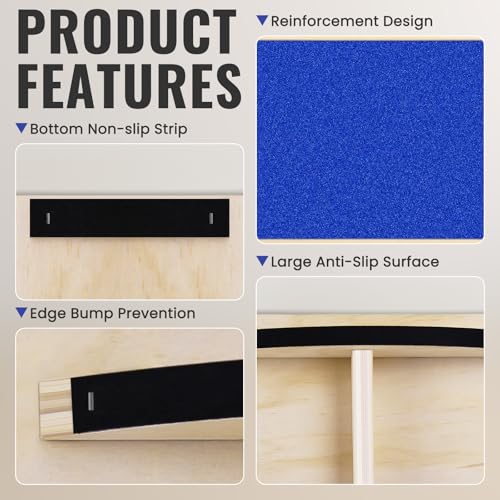 Balance Board Professional Wobble Board for Adults Anti-Slip 350LBS Balance Boards for Physical Therapy Standing Desk Core Strength Wooden Balance Board Rocker Board - color: Blue Balance Board