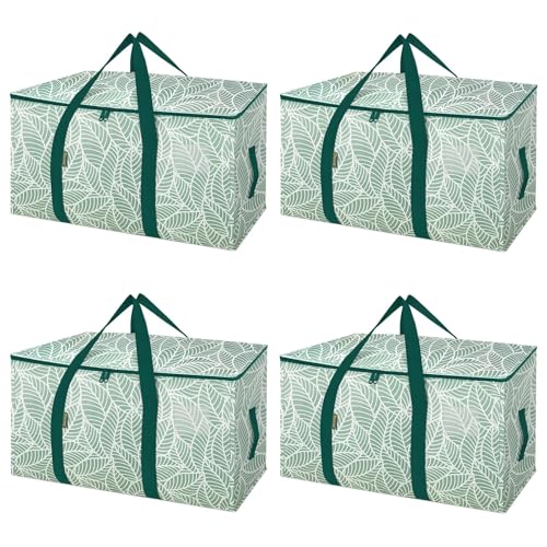 BALEINE 4-Pack Oversized Moving Bags with Reinforced Handles, Heavy-Duty Storage Tote for Clothes, Moving Supplies (Antique Folidage, 4-Pack) - color: Antique Folidage, size: 4-Pack